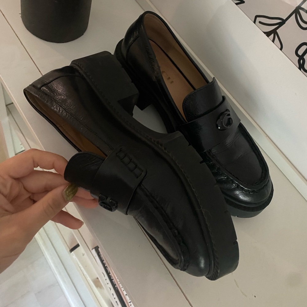 COACH LEAH LOAFER WOMENS SIZE 8.5 BLACK LEATHER - Picture 6 of 11